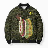 Hawaii Lei Kamehameha Bomber Puffer Jacket Melemele Seamless Pattern Hibiscus Flower