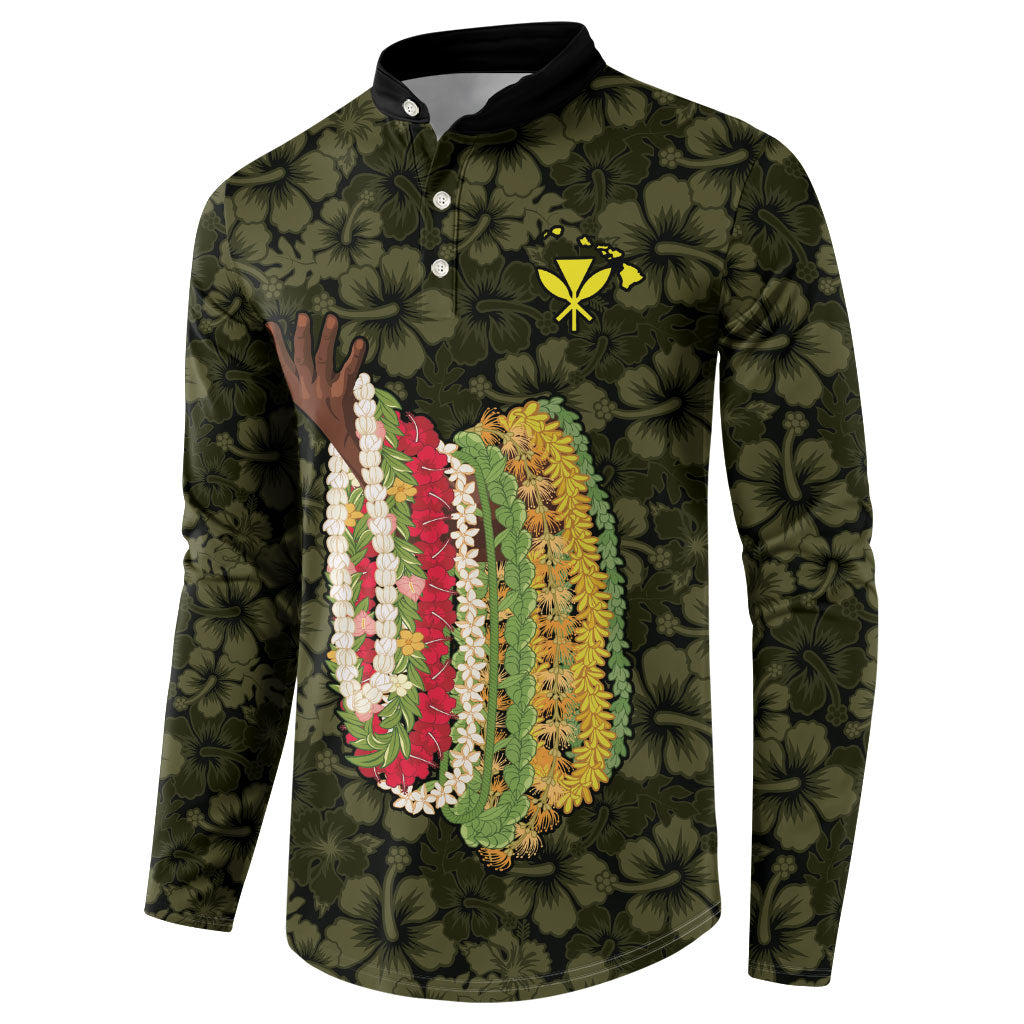 Hawaii Lei Kamehameha Button Sweatshirt Melemele Seamless Pattern Hibiscus Flower