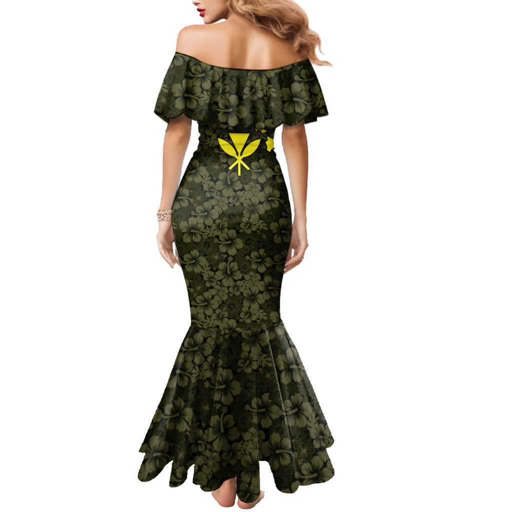 Hawaii Lei Kamehameha Family Matching Mermaid Dress and Hawaiian Shirt Melemele Seamless Pattern Hibiscus Flower