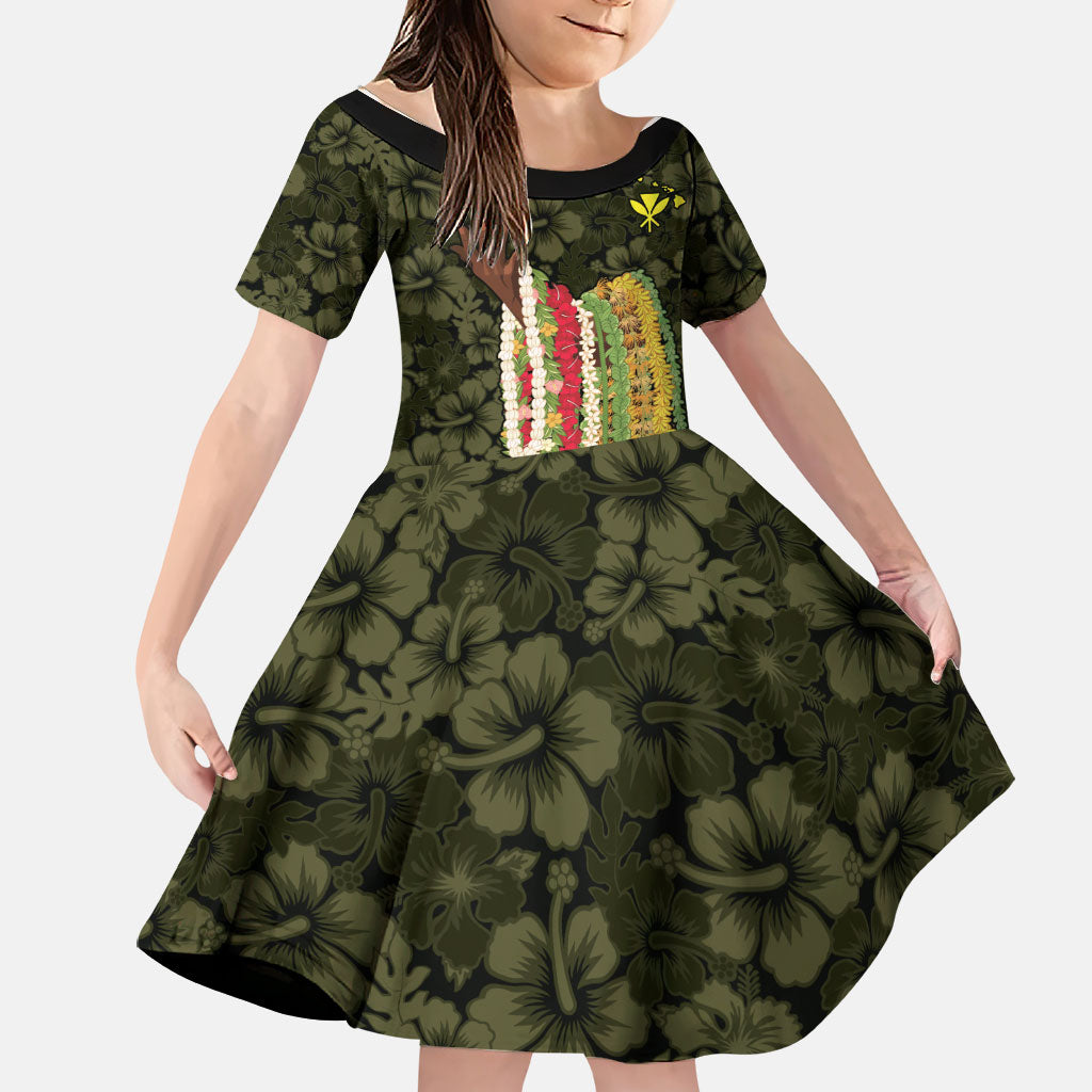 Hawaii Lei Kamehameha Family Matching Off Shoulder Maxi Dress and Hawaiian Shirt Melemele Seamless Pattern Hibiscus Flower