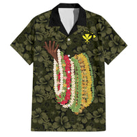Hawaii Lei Kamehameha Family Matching Off Shoulder Maxi Dress and Hawaiian Shirt Melemele Seamless Pattern Hibiscus Flower