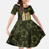 Hawaii Lei Kamehameha Family Matching Off Shoulder Short Dress and Hawaiian Shirt Melemele Seamless Pattern Hibiscus Flower
