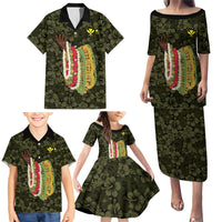 Hawaii Lei Kamehameha Family Matching Puletasi and Hawaiian Shirt Melemele Seamless Pattern Hibiscus Flower