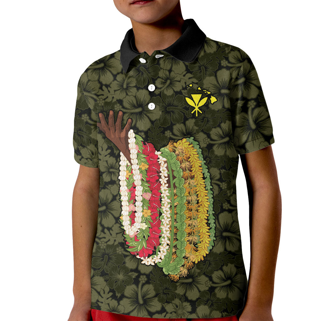 Hawaii Lei Kamehameha Kid Polo Shirt Melemele Seamless Pattern Hibiscus Flower LT9 Kid Yellow - Polynesian Pride