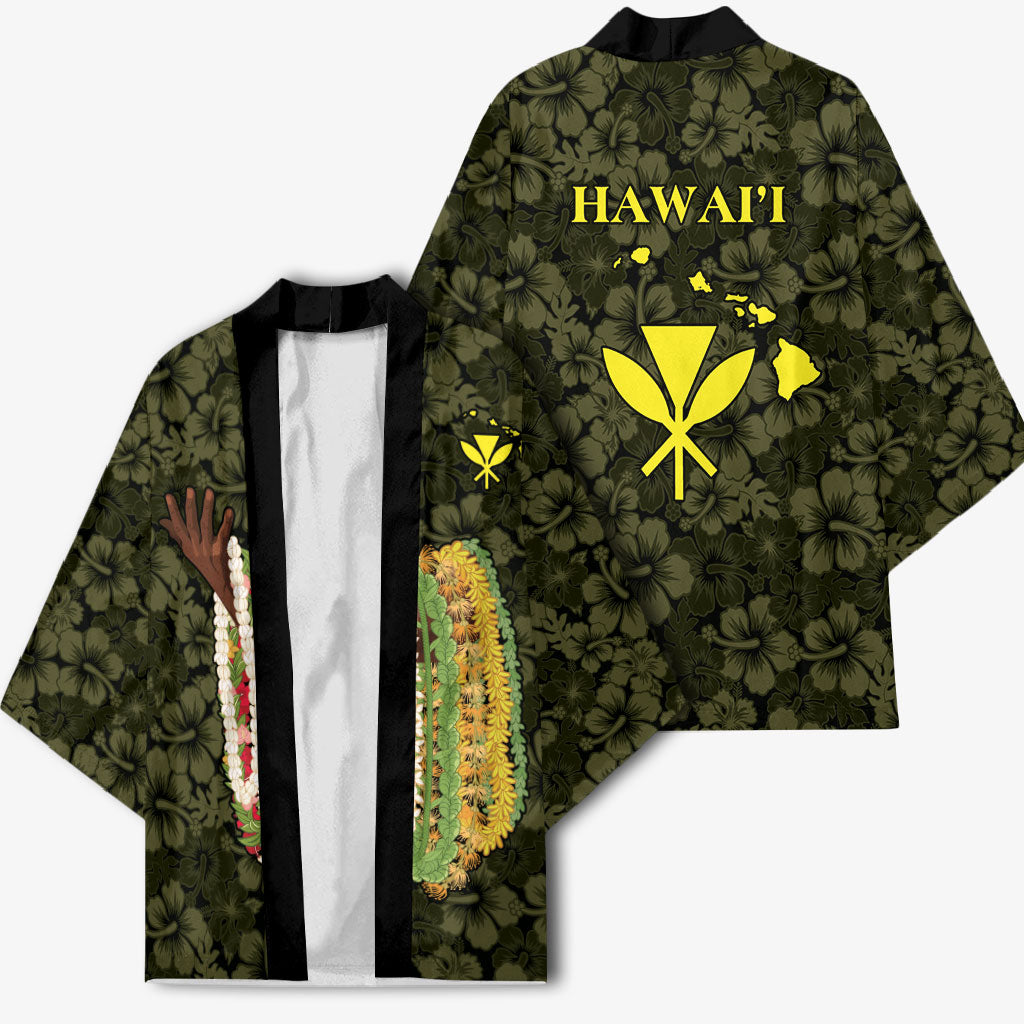 Hawaii Lei Kamehameha Kimono Melemele Seamless Pattern Hibiscus Flower