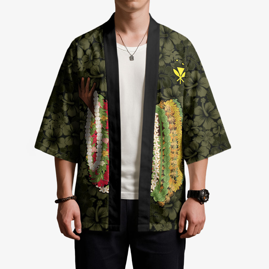 Hawaii Lei Kamehameha Kimono Melemele Seamless Pattern Hibiscus Flower