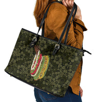 Hawaii Lei Kamehameha Leather Tote Bag Melemele Seamless Pattern Hibiscus Flower