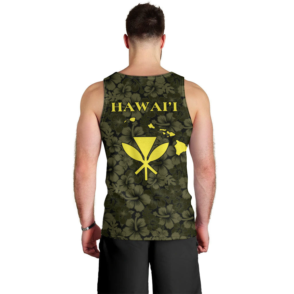 Hawaii Lei Kamehameha Men Tank Top Melemele Seamless Pattern Hibiscus Flower