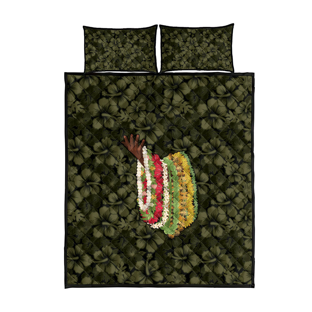 Hawaii Lei Kamehameha Quilt Bed Set Melemele Seamless Pattern Hibiscus Flower