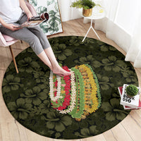 Hawaii Lei Kamehameha Round Carpet Melemele Seamless Pattern Hibiscus Flower