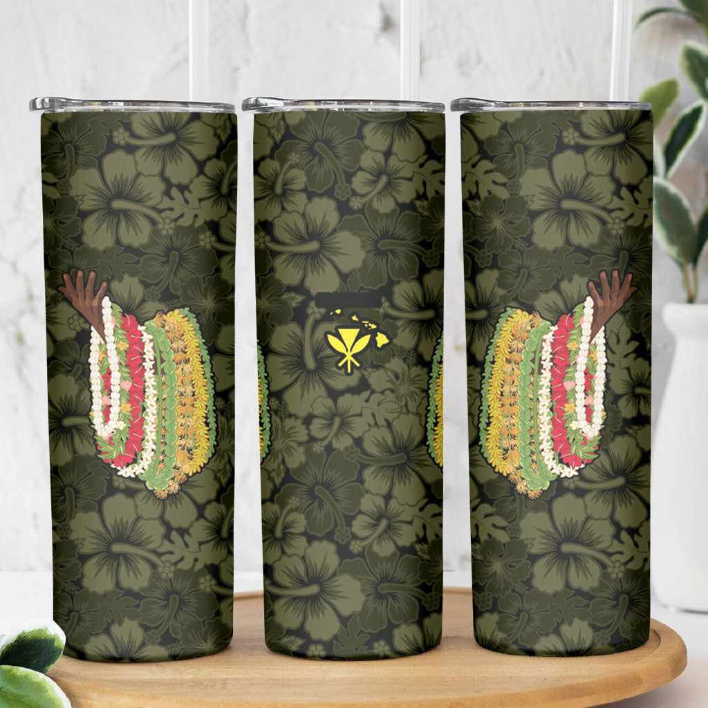 Hawaii Lei Kamehameha Skinny Tumbler Melemele Seamless Pattern Hibiscus Flower