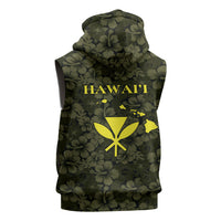 Hawaii Lei Kamehameha Sleeveless Hoodie Melemele Seamless Pattern Hibiscus Flower