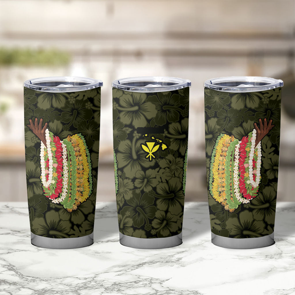 Hawaii Lei Kamehameha Tumbler Cup Melemele Seamless Pattern Hibiscus Flower