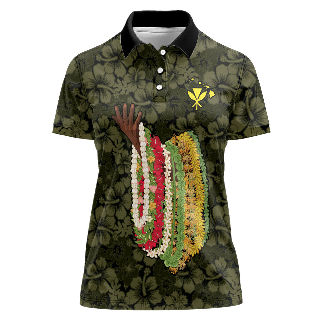 Hawaii Lei Kamehameha Women Polo Shirt Melemele Seamless Pattern Hibiscus Flower