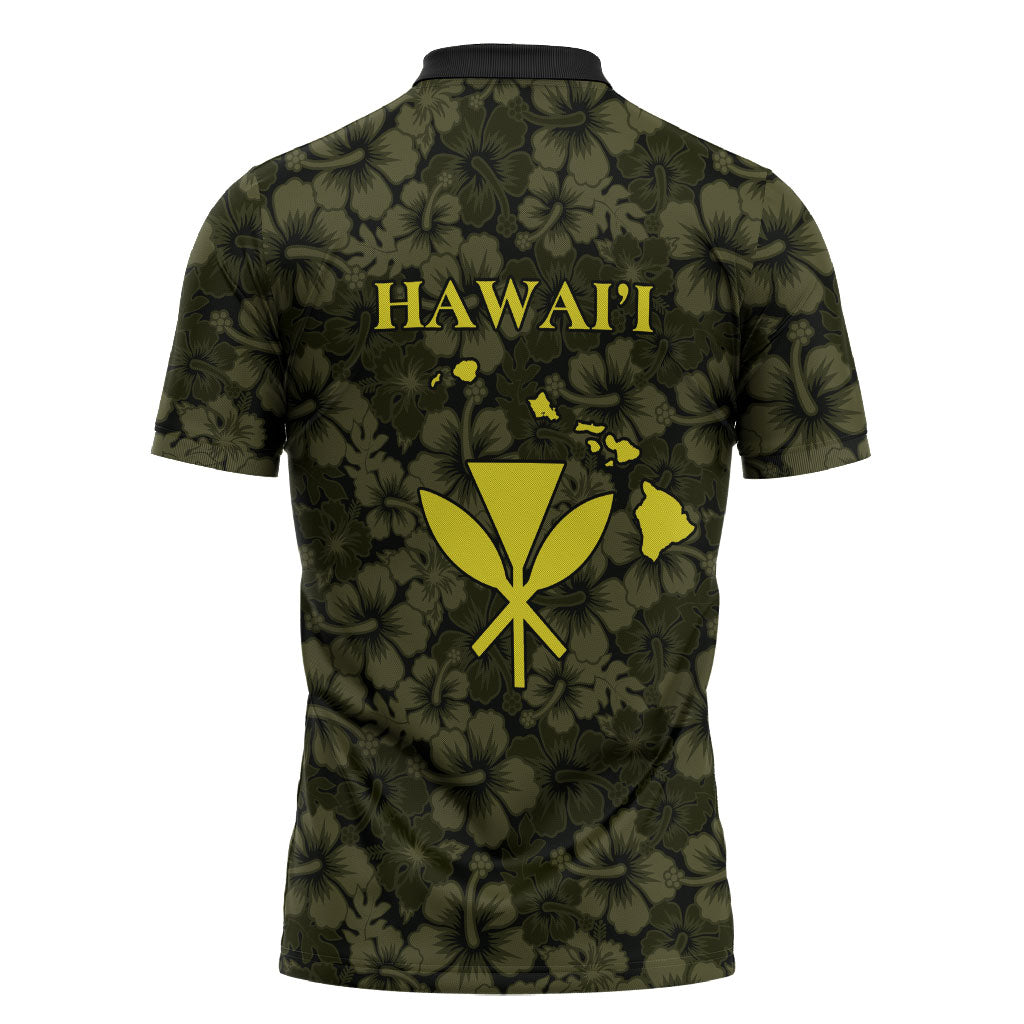 Hawaii Lei Kamehameha Zipper Polo Shirt Melemele Seamless Pattern Hibiscus Flower
