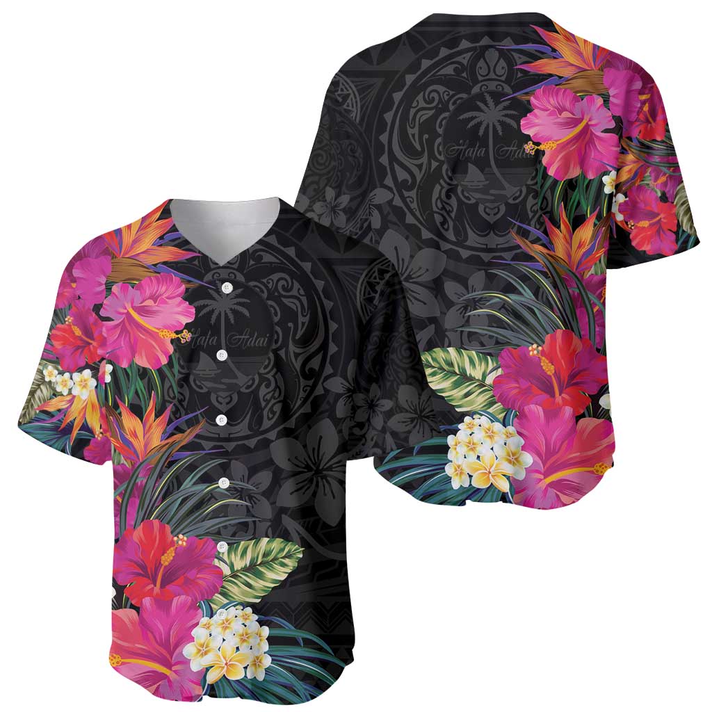 Hafa Adai Guam Baseball Jersey Tropical Flowers Colorful Vibes LT9 - Polynesian Pride