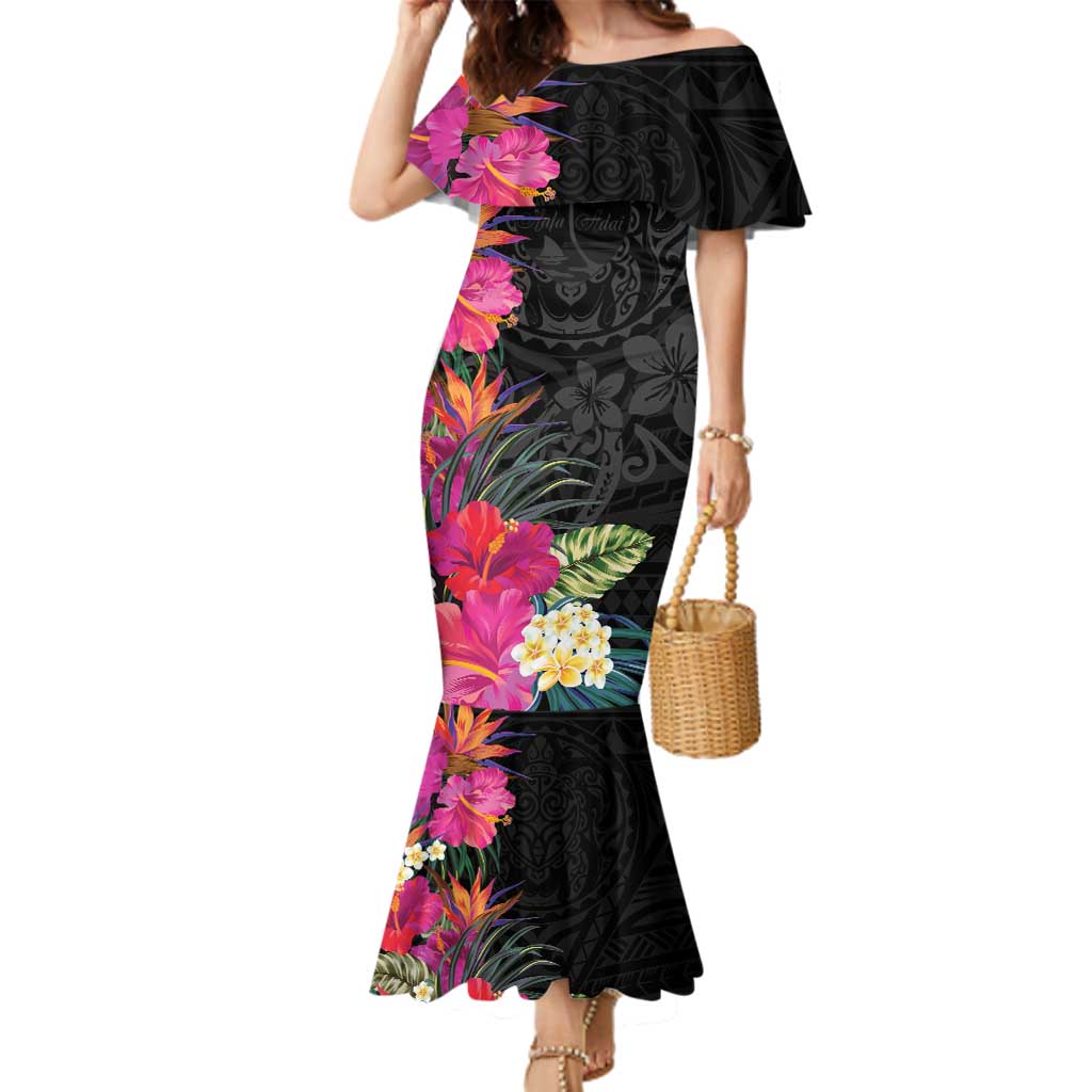 Hafa Adai Guam Family Matching Mermaid Dress and Hawaiian Shirt Tropical Flowers Colorful Vibes