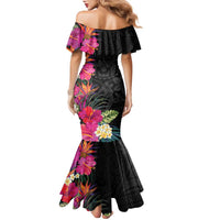 Hafa Adai Guam Family Matching Mermaid Dress and Hawaiian Shirt Tropical Flowers Colorful Vibes