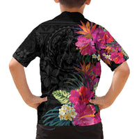 Hafa Adai Guam Family Matching Off Shoulder Short Dress and Hawaiian Shirt Tropical Flowers Colorful Vibes