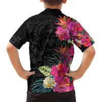 Hafa Adai Guam Family Matching Short Sleeve Bodycon Dress and Hawaiian Shirt Tropical Flowers Colorful Vibes