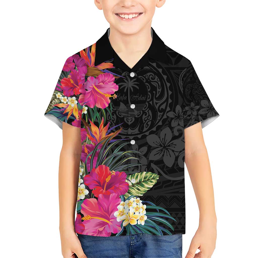 Hafa Adai Guam Family Matching Short Sleeve Bodycon Dress and Hawaiian Shirt Tropical Flowers Colorful Vibes