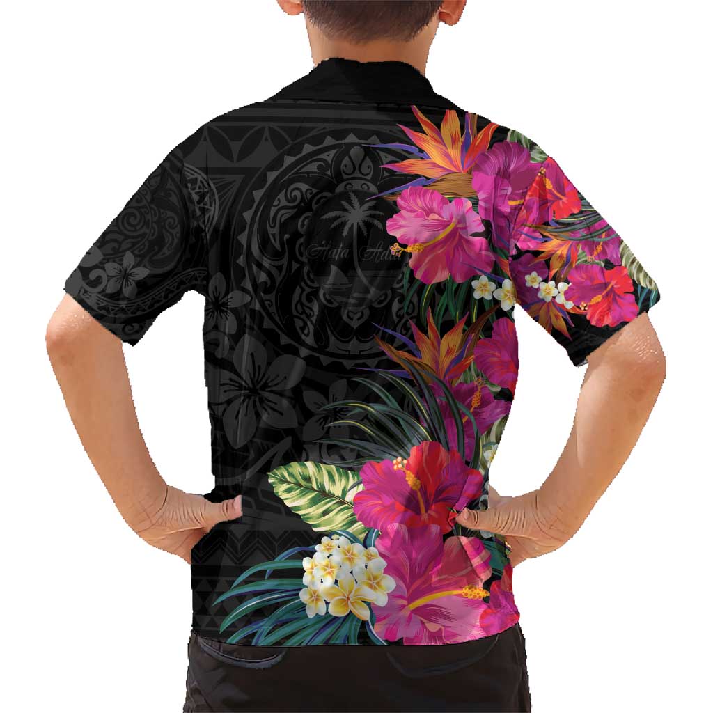 Hafa Adai Guam Kid Hawaiian Shirt Tropical Flowers Colorful Vibes