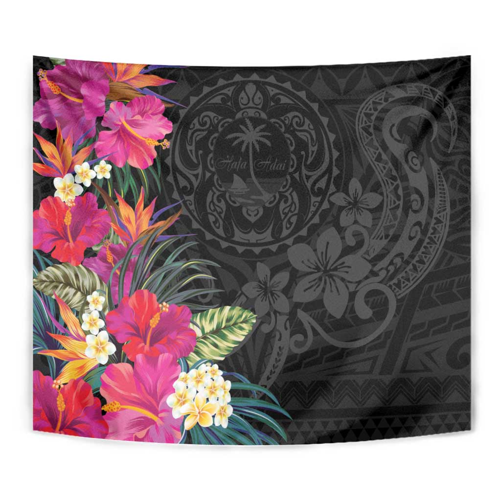 Hafa Adai Guam Tapestry Tropical Flowers Colorful Vibes