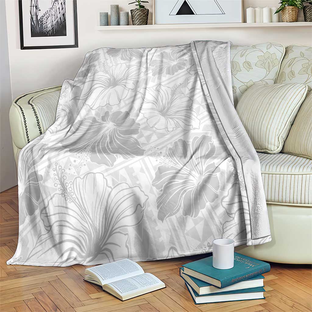 Samoa Lotu Tamaiti Blanket White Sun Day Beauty Hibiscus Ver01 LT9 White - Polynesian Pride