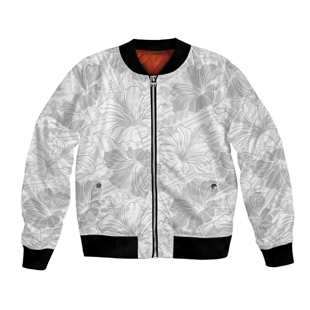 Samoa Lotu Tamaiti Bomber Jacket White Sun Day Beauty Hibiscus Ver01 LT9 Unisex White - Polynesian Pride