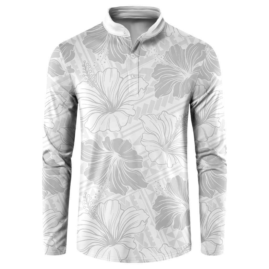 Samoa Lotu Tamaiti Button Sweatshirt White Sun Day Beauty Hibiscus Ver01 LT9 White - Polynesian Pride