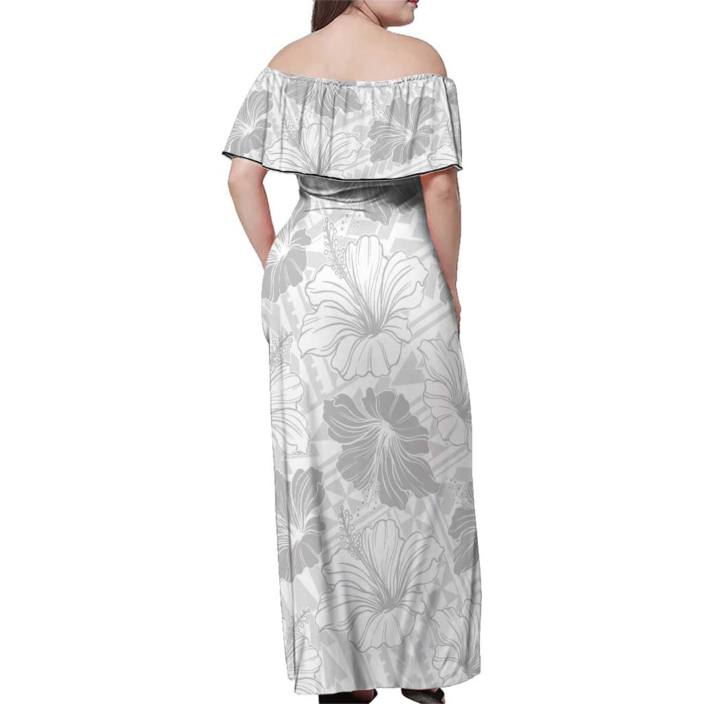 Samoa Lotu Tamaiti Family Matching Off Shoulder Maxi Dress and Hawaiian Shirt White Sun Day Beauty Hibiscus Ver01