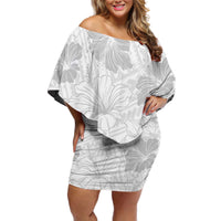 Samoa Lotu Tamaiti Off Shoulder Short Dress White Sun Day Beauty Hibiscus Ver01 LT9 Women White - Polynesian Pride