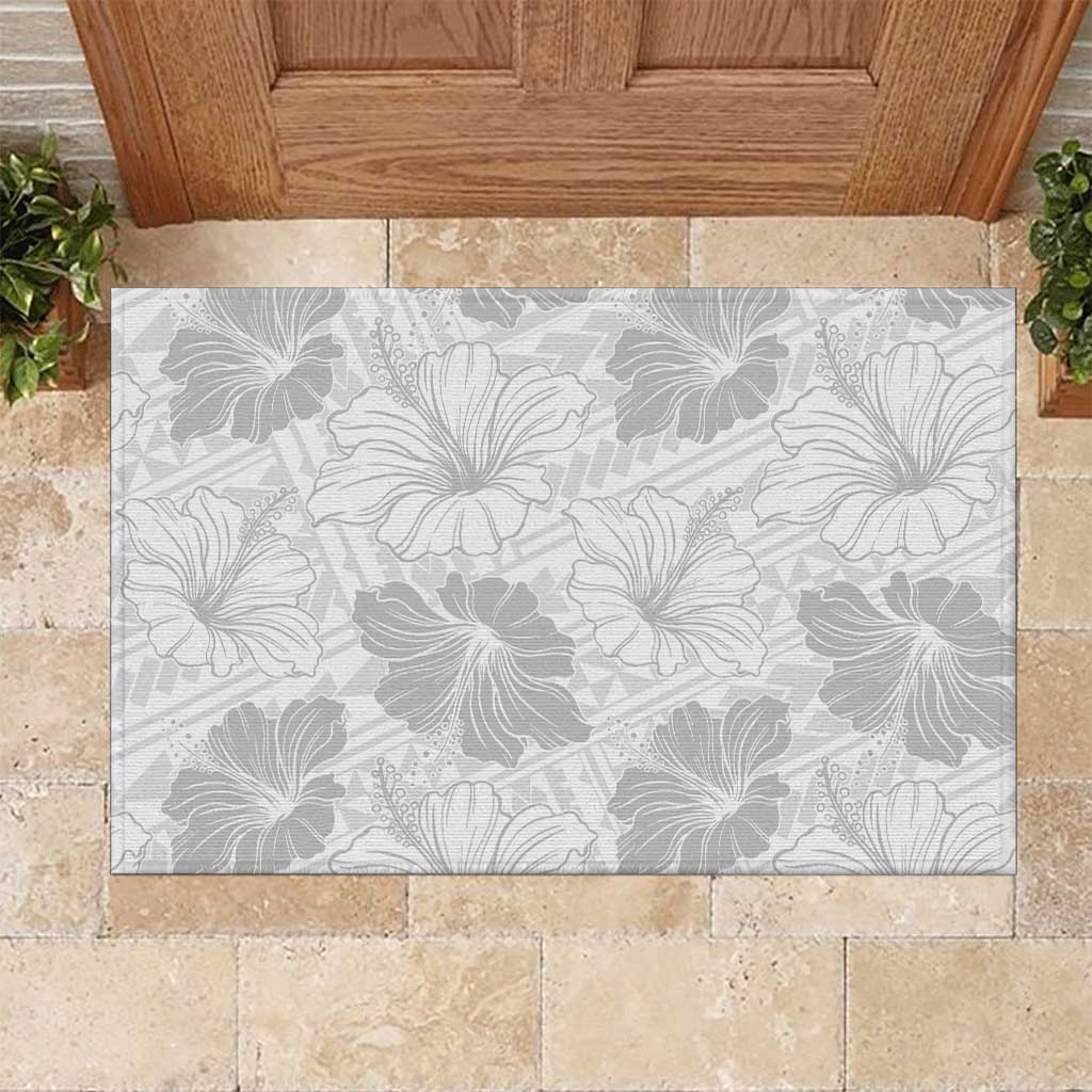 Samoa Lotu Tamaiti Rubber Doormat White Sun Day Beauty Hibiscus Ver01 LT9 White - Polynesian Pride