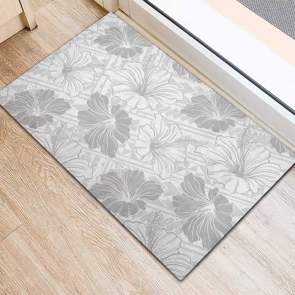 Samoa Lotu Tamaiti Rubber Doormat White Sun Day Beauty Hibiscus Ver01