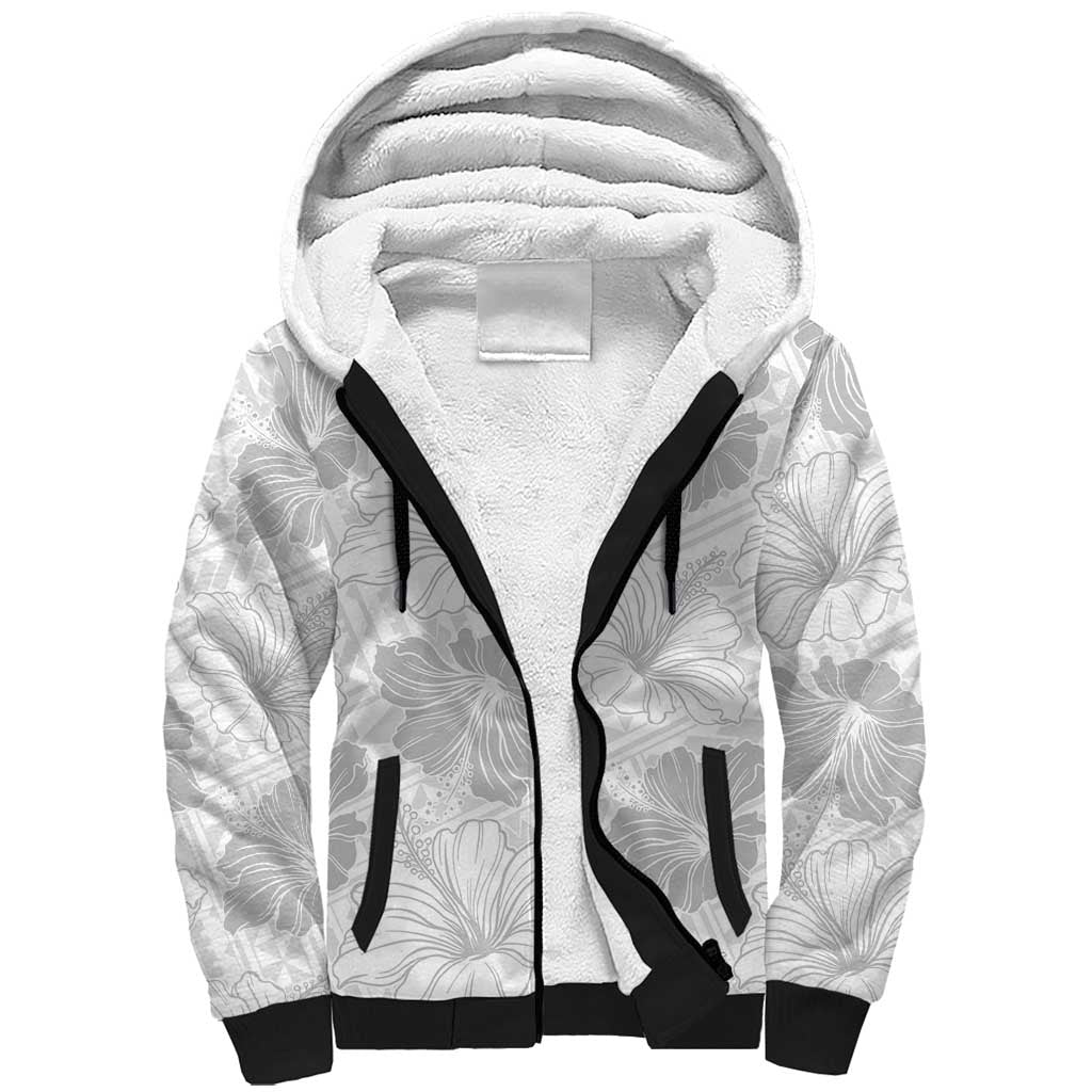 Samoa Lotu Tamaiti Sherpa Hoodie White Sun Day Beauty Hibiscus Ver01 LT9 Unisex White - Polynesian Pride
