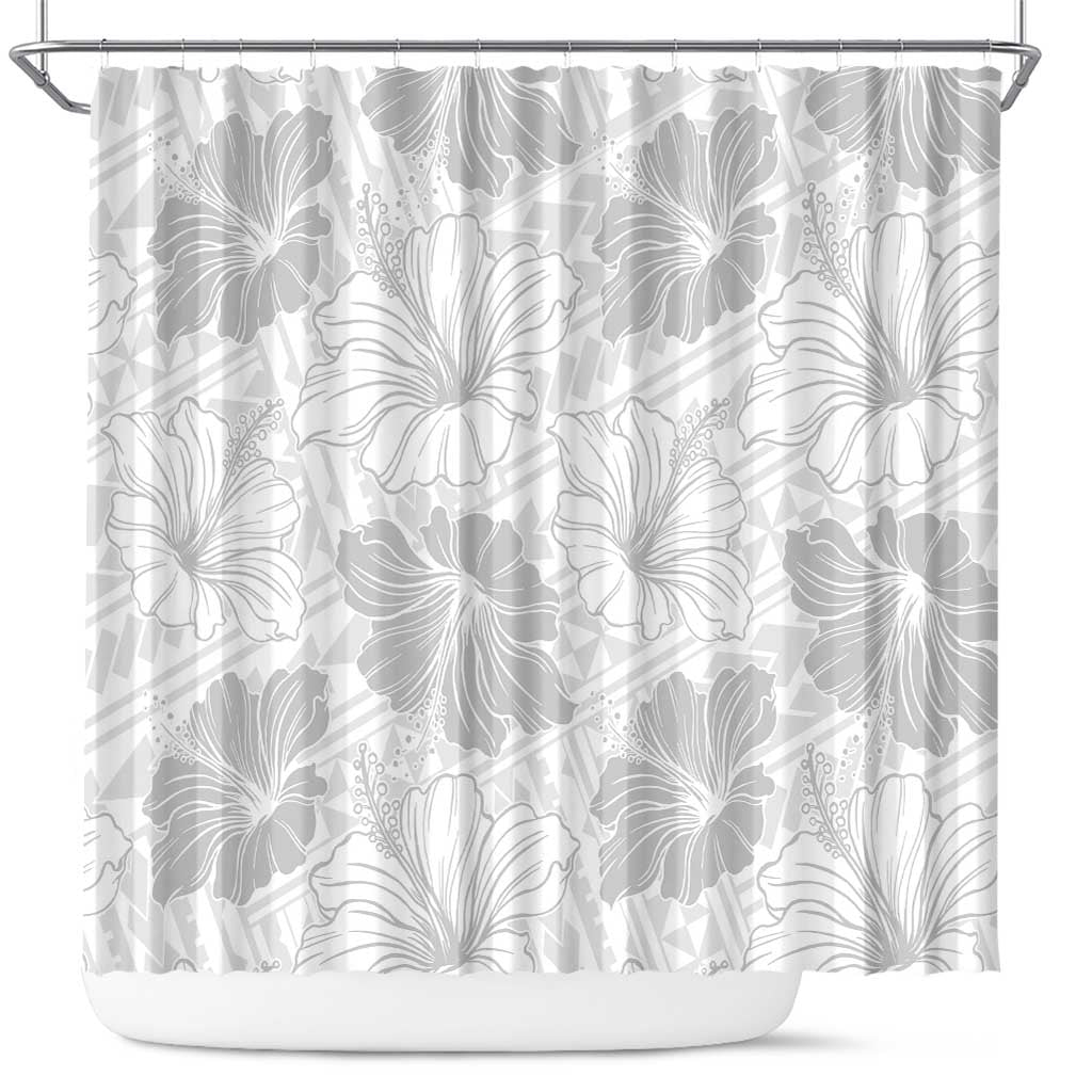 Samoa Lotu Tamaiti Shower Curtain White Sun Day Beauty Hibiscus Ver01 LT9 White - Polynesian Pride
