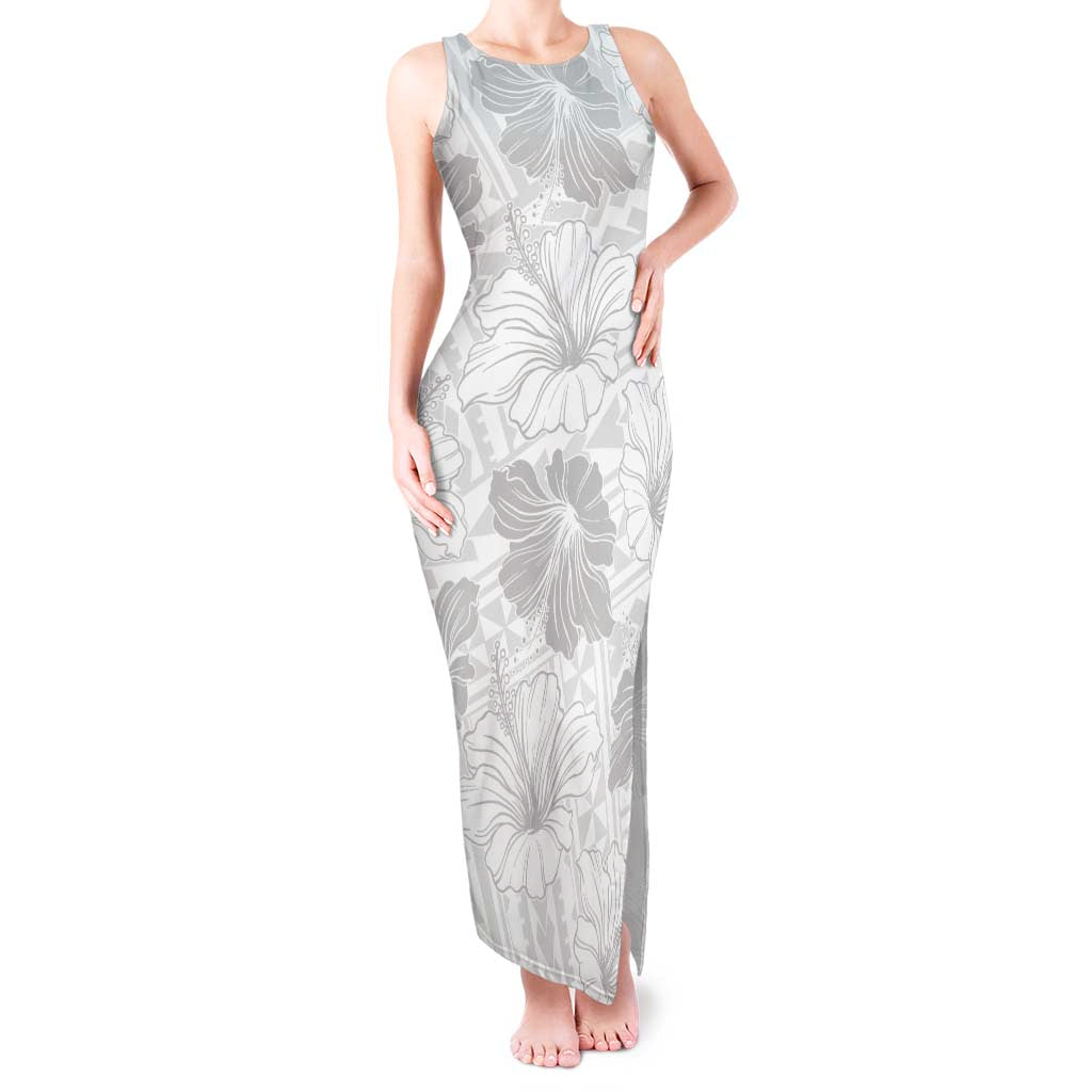 Samoa Lotu Tamaiti Tank Maxi Dress White Sun Day Beauty Hibiscus Ver01 LT9 Women White - Polynesian Pride