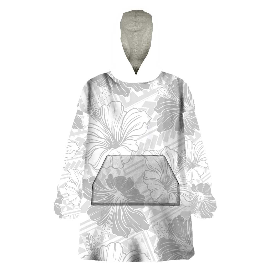 Samoa Lotu Tamaiti Wearable Blanket Hoodie White Sun Day Beauty Hibiscus Ver01 LT9 One Size White - Polynesian Pride