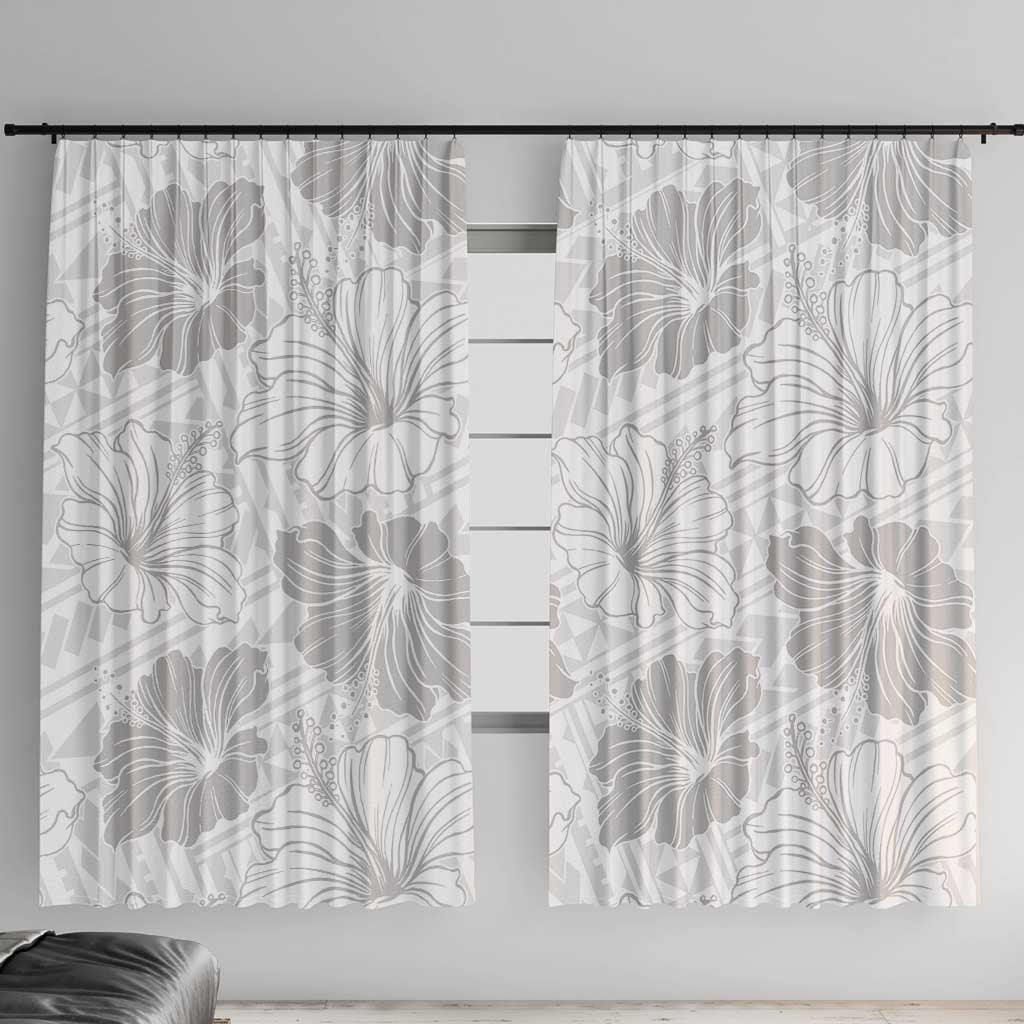 Samoa Lotu Tamaiti Window Curtain White Sun Day Beauty Hibiscus Ver01 LT9 With Hooks White - Polynesian Pride