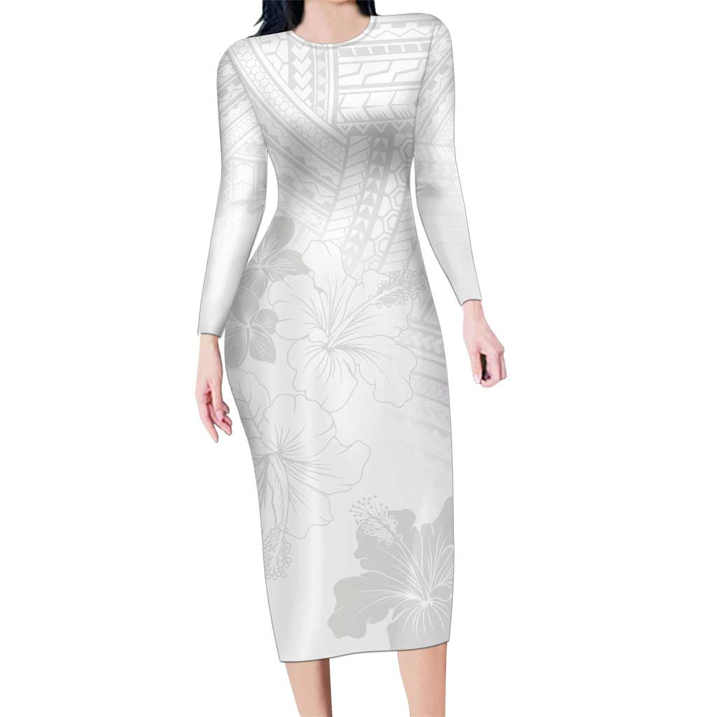 Samoa Lotu Tamaiti Family Matching Long Sleeve Bodycon Dress and Hawaiian Shirt White Sun Day Beauty Hibiscus Ver02