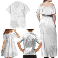 Samoa Lotu Tamaiti Family Matching Off Shoulder Maxi Dress and Hawaiian Shirt White Sun Day Beauty Hibiscus Ver02