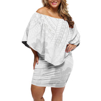 Samoa Lotu Tamaiti Off Shoulder Short Dress White Sun Day Beauty Hibiscus Ver02 LT9 Women White - Polynesian Pride