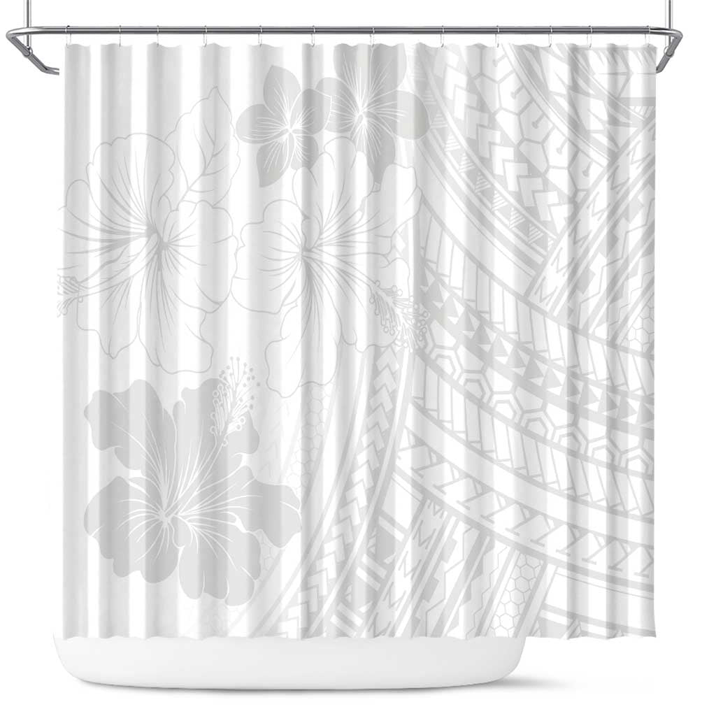 Samoa Lotu Tamaiti Shower Curtain White Sun Day Beauty Hibiscus Ver02 LT9 White - Polynesian Pride