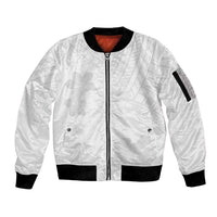 Samoa Lotu Tamaiti Sleeve Zip Bomber Jacket White Sun Day Beauty Hibiscus Ver02 LT9 Unisex White - Polynesian Pride