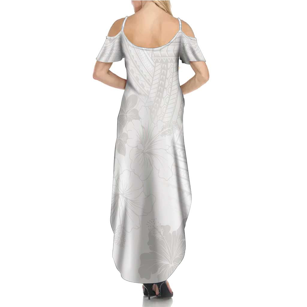 Samoa Lotu Tamaiti Summer Maxi Dress White Sun Day Beauty Hibiscus Ver02 LT9 - Polynesian Pride