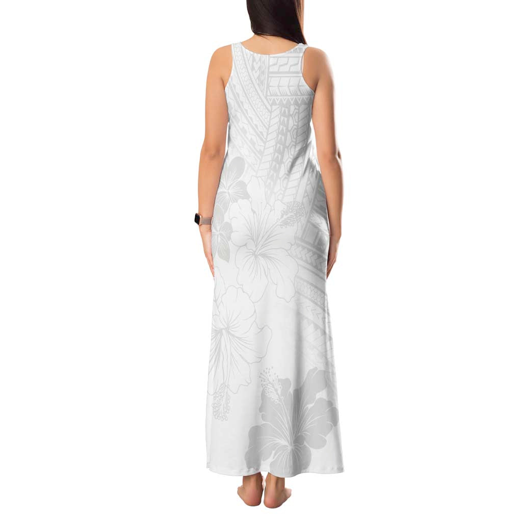 Samoa Lotu Tamaiti Tank Maxi Dress White Sun Day Beauty Hibiscus Ver02 LT9 - Polynesian Pride