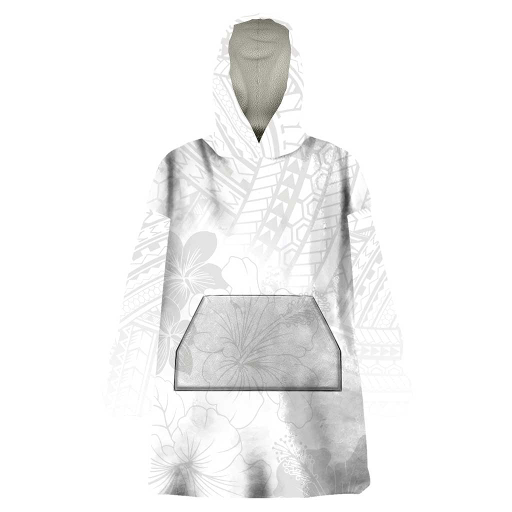 Samoa Lotu Tamaiti Wearable Blanket Hoodie White Sun Day Beauty Hibiscus Ver02 LT9 One Size White - Polynesian Pride