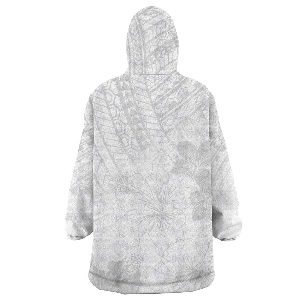 Samoa Lotu Tamaiti Wearable Blanket Hoodie White Sun Day Beauty Hibiscus Ver02