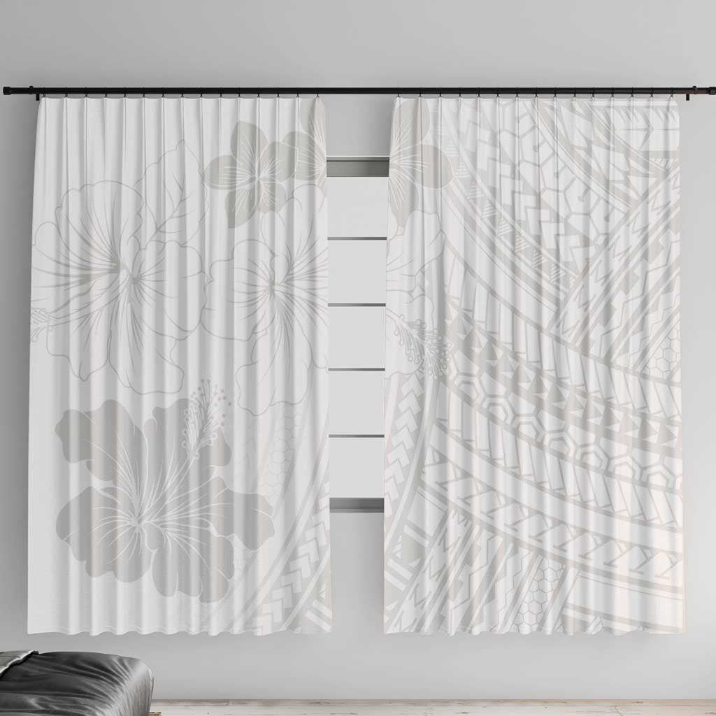 Samoa Lotu Tamaiti Window Curtain White Sun Day Beauty Hibiscus Ver02 LT9 With Hooks White - Polynesian Pride