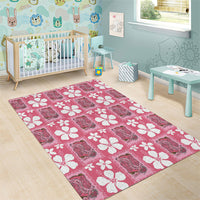 Give Cancer The Boot Pink Cowgirl Area Rug Western Aloha Hibiscus Paniolo Heritage Floral